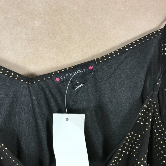 FISHBOWL Black/Gold Zig Zag Popover Dress NWT Large - Picture 9 of 10